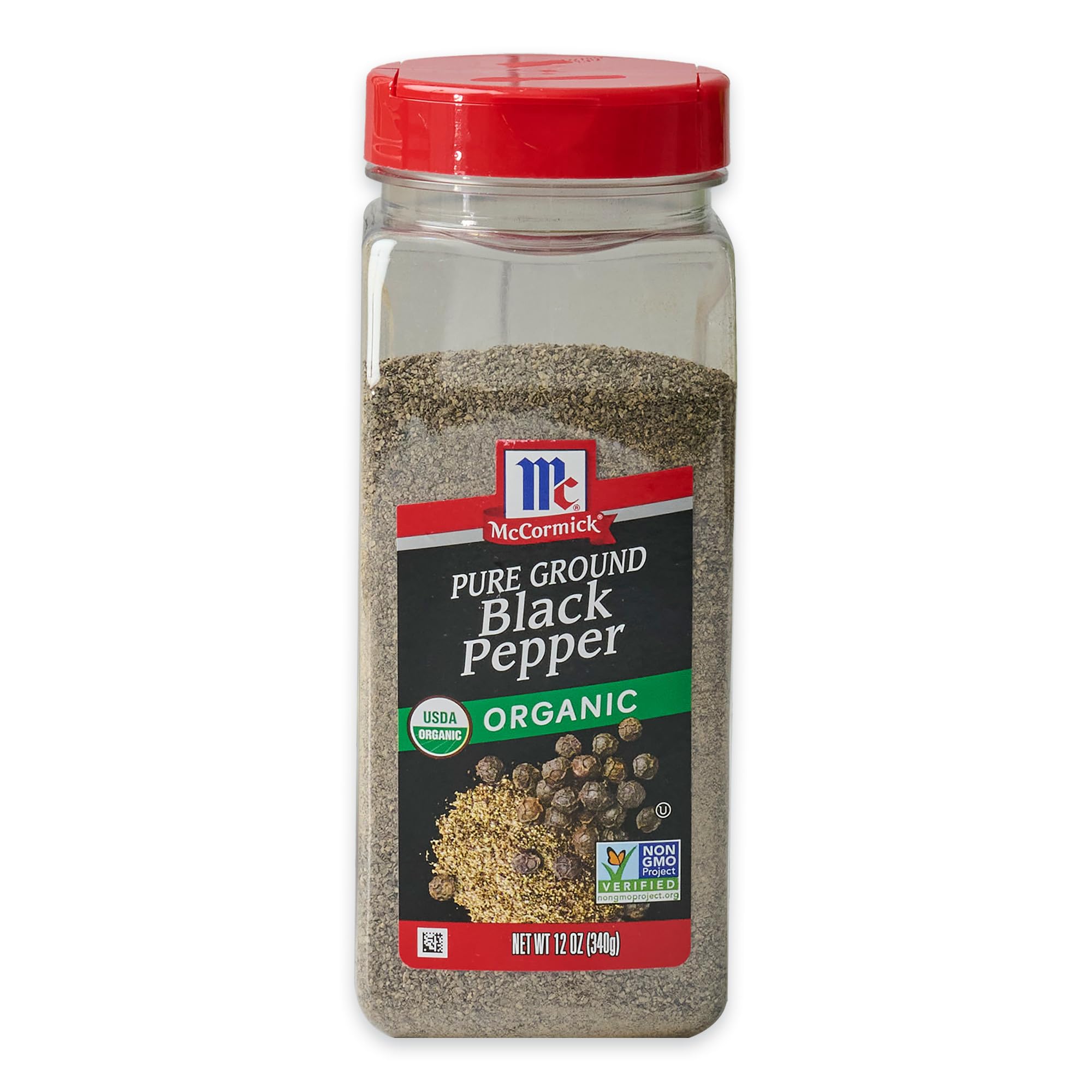 McCormick Organic Black Pepper, Pure Ground, Non GMO, Cooking & Tableside, Distinctive Flavor, 12 oz USDA Organic