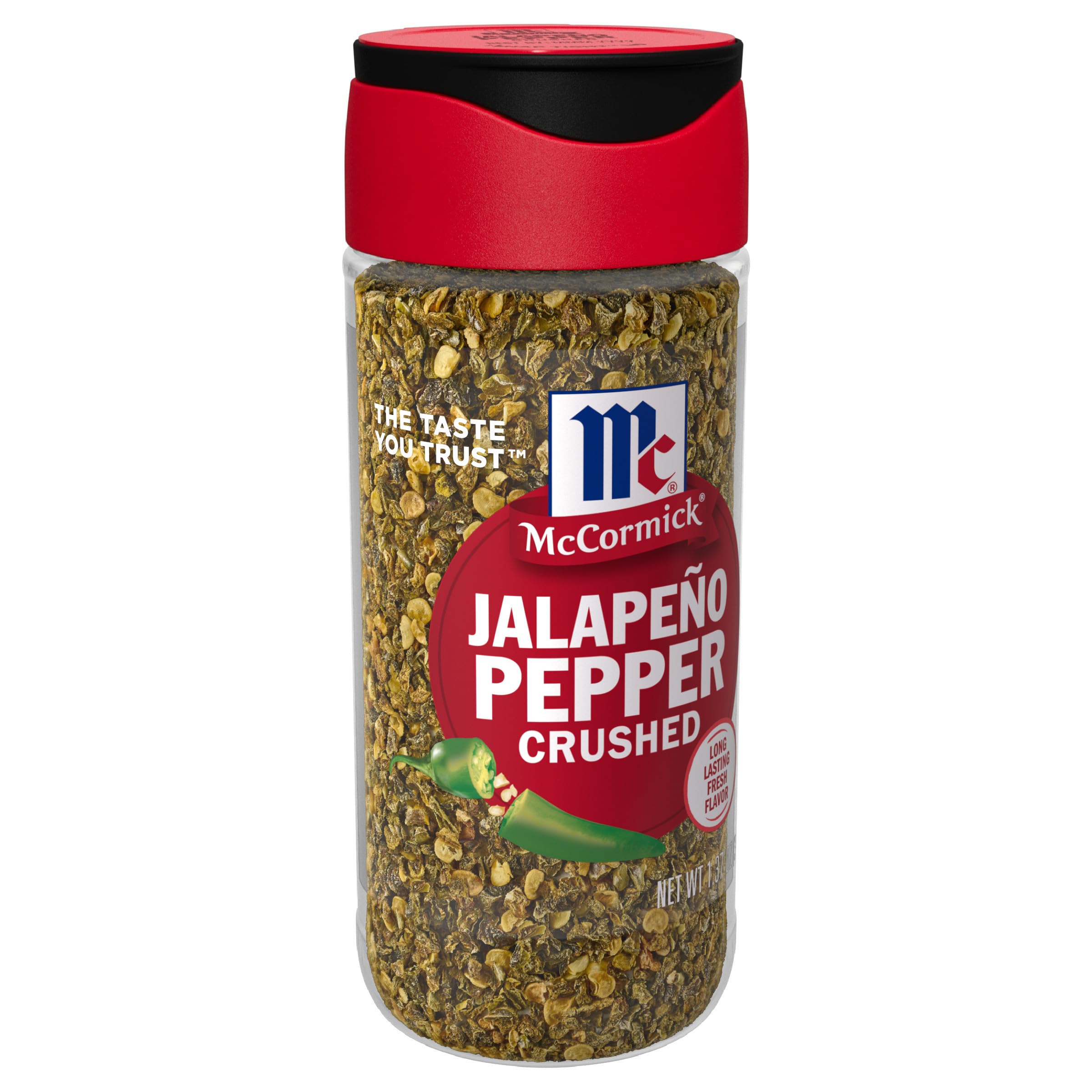 McCormick Crushed Jalapeño Pepper - Spicy Heat and Smoky Flavor for Culinary Enthusiasts | 1.37 oz | Sous-Vide, Grilling